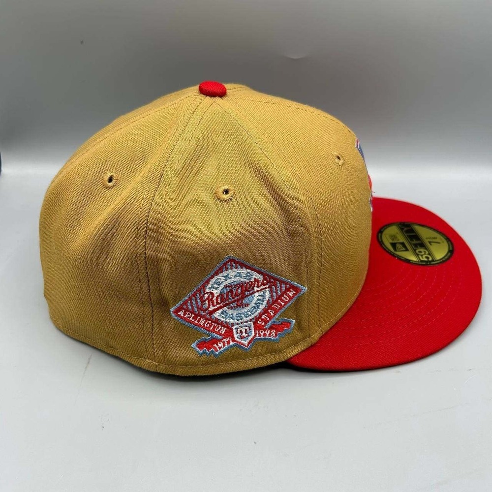 Texas Rangers Hat Men 7 3/8 Brown Red 59Fifty New Era MLB Fitted Cap